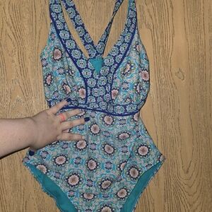 Catalina Floral Blue and Teal One Piece Swimsuit
